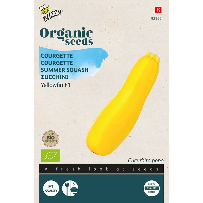 Foto van Buzzy - organic courgette yellowfin f1 (bio) geel