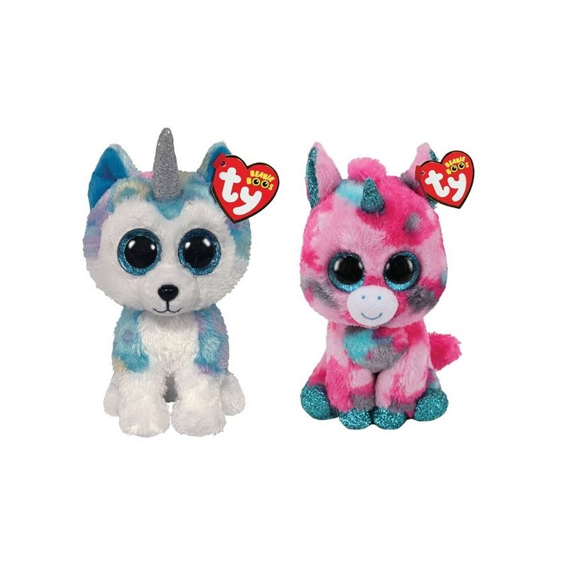 Foto van Ty - knuffel - beanie boo's - gumball unicorn & helena husky