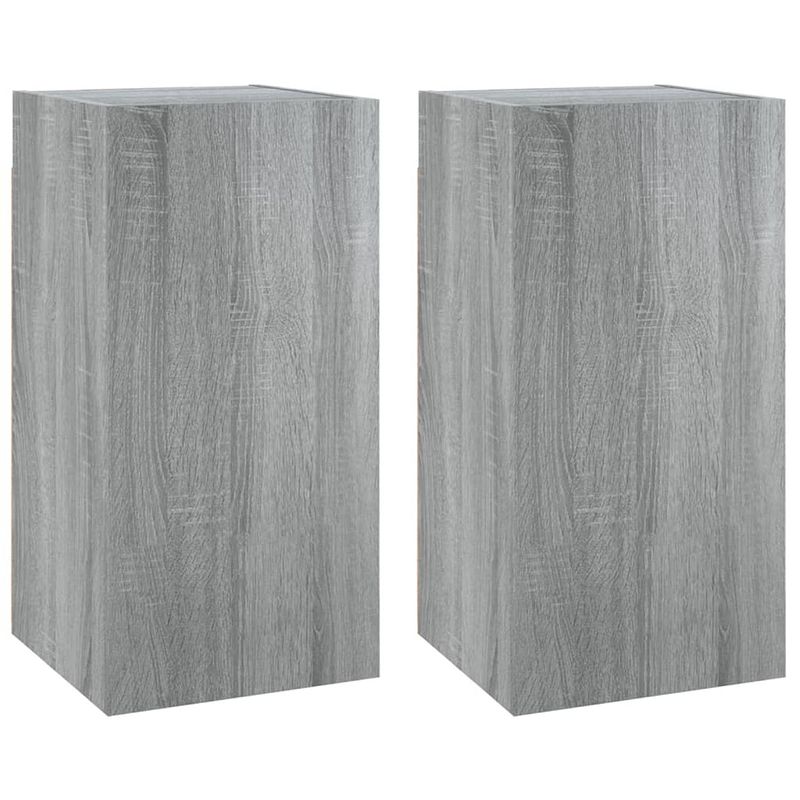 Foto van The living store hangend tv-meubel - grijs sonoma eiken - 30.5 x 30 x 60 cm - bewerkt hout - set van 2