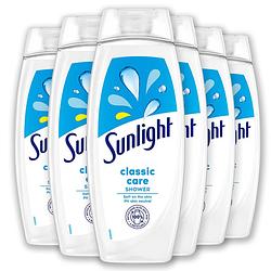 Foto van Sunlight zeep - douchegel - classic care - ph-huidneutraal - voordeelverpakking 6 x 450 ml