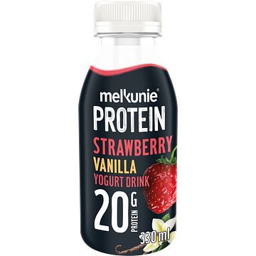 Foto van Melkunie protein strawberry & vanilla yogurt drink 0% fat 330ml bij jumbo