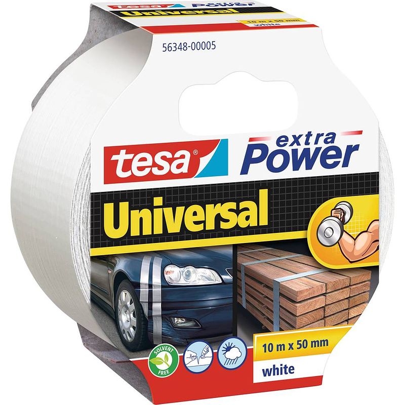 Foto van Tesa universal 56348-00005-05 textieltape tesa extra power wit (l x b) 10 m x 50 mm 1 stuk(s)