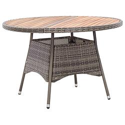 Foto van Vidaxl tuintafel 115x74 cm poly rattan en massief acaciahout grijs