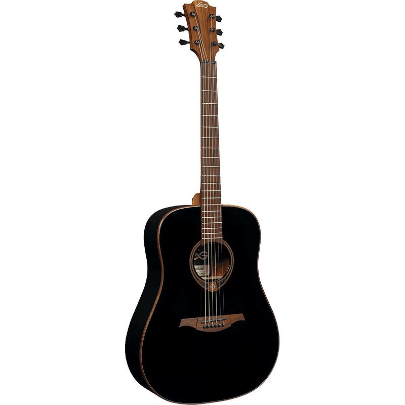 Foto van Lag guitars tramontane 118 t118d-blk black akoestische westerngitaar