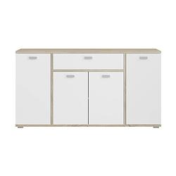 Foto van Cosmo dressoir 4 deuren, 1 lade wit,eik decor.