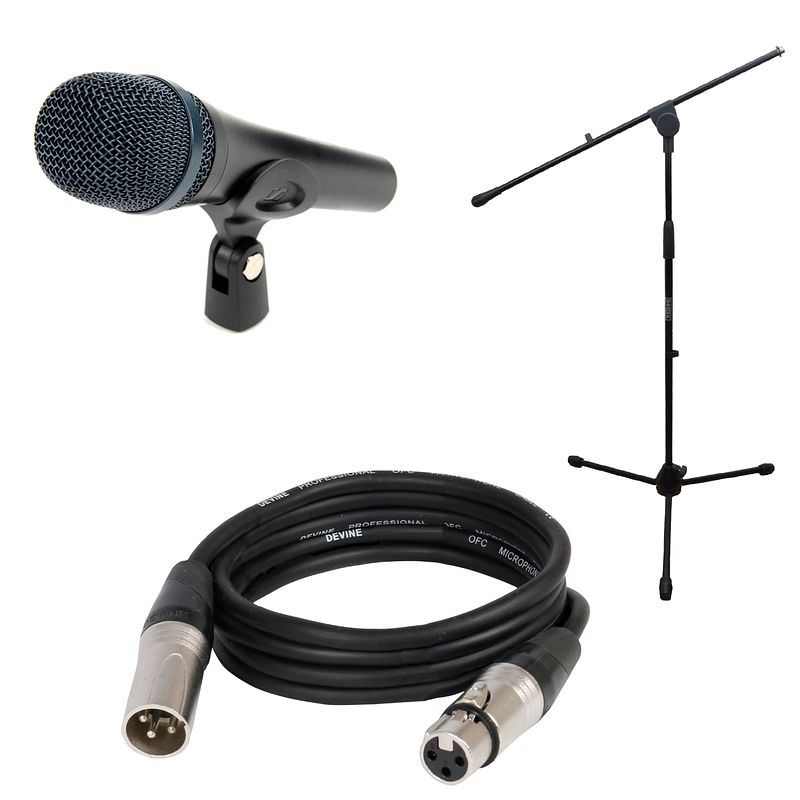 Foto van Sennheiser e 945 zangmicrofoon met kabel en statief