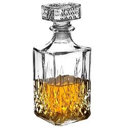 Foto van Glazen whisky/water karaf 1 liter/9 x 23,5 cm kristal - whiskeykaraffen