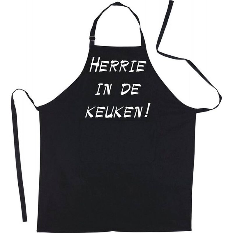 Foto van Herrie in de keuken! - luxe keukenschort met tekst - zwart