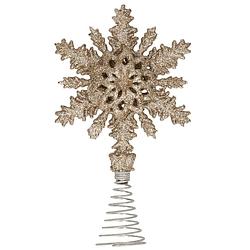 Foto van Kunststof kerstboom sneeuwvlok piek glitter goud 20 cm - kerstboompieken
