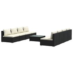 Foto van Vidaxl 9-delige loungeset met kussens poly rattan zwart