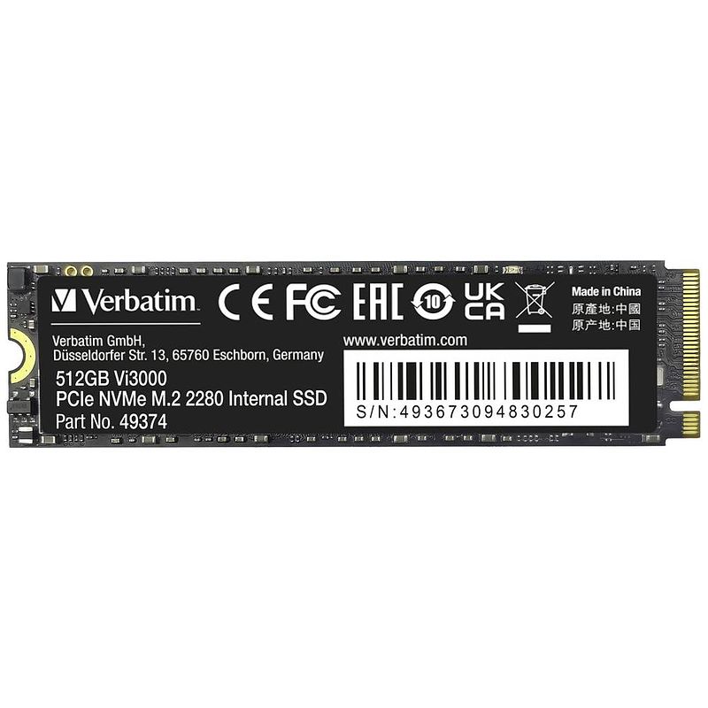 Foto van Verbatim vi3000 512 gb nvme/pcie m.2 ssd 2280 harde schijf pcie nvme 3.0 x4 retail 49374