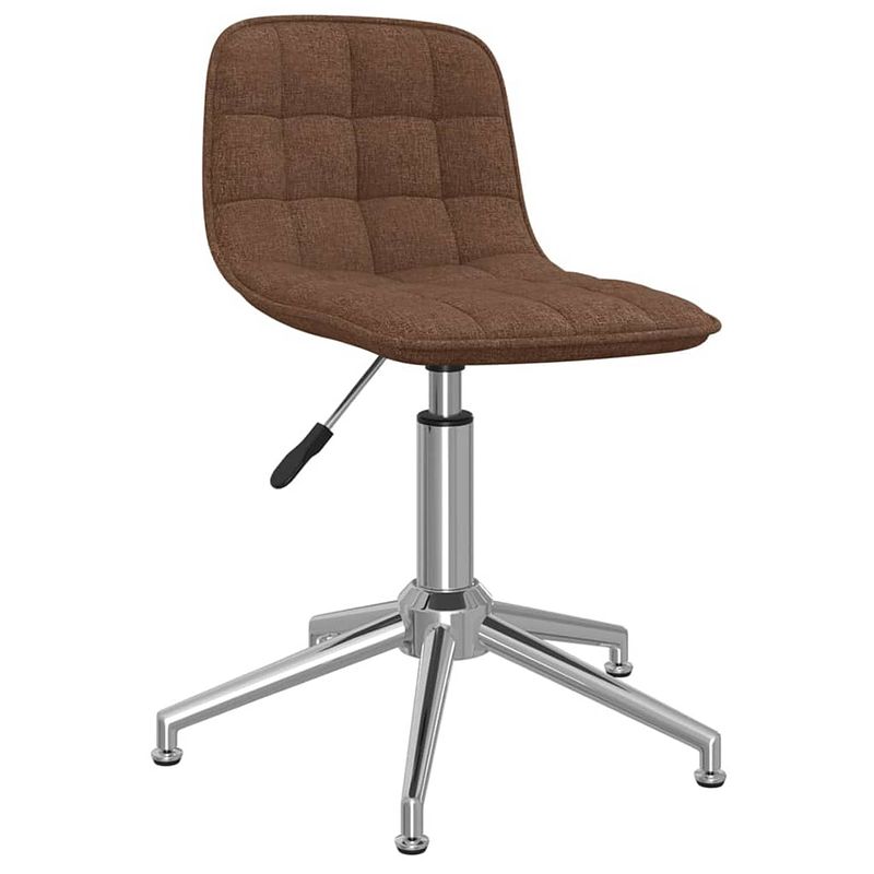 Foto van The living store draaibare eetkamerstoelen - bruin - 42.5 x 45 x (68-82.5) cm - stof - verchroomd staal