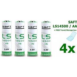Foto van 4 stuks - saft ls14500 / aa lithium batterij 3.6v