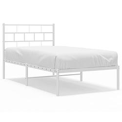 Foto van Vidaxl bedframe met hoofdbord metaal wit 100x190 cm