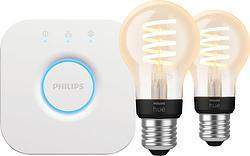 Foto van Philips hue filament white ambiance standaard 2-pack + bridge