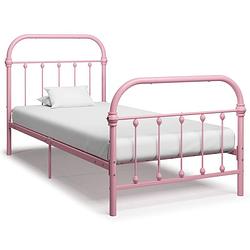 Foto van Vidaxl bedframe metaal roze 90x200 cm