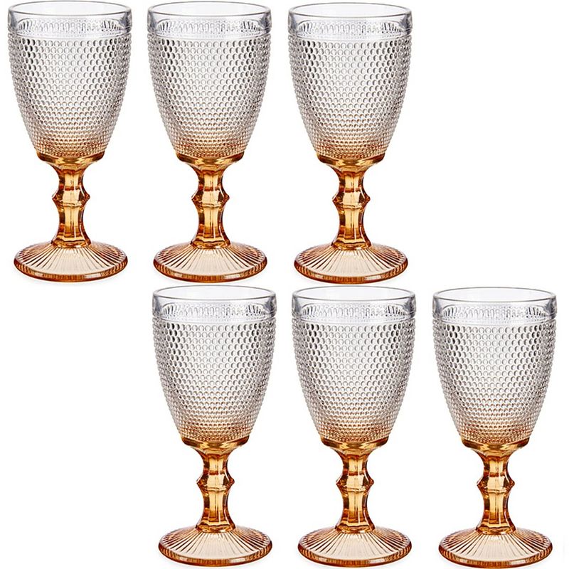 Foto van Luxe monaco serie wijnglazen set 12x stuks op gouden voet 330 ml - wijnglazen