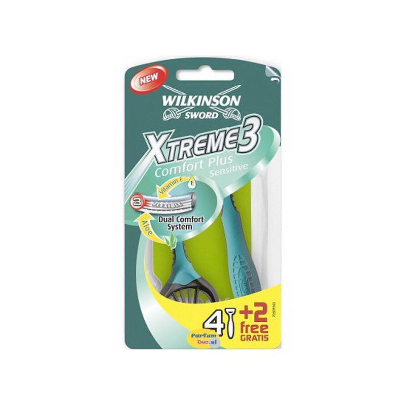 Foto van Wilkinson xtreme 3 comfort plus sensitive wegwerpscheermesjes