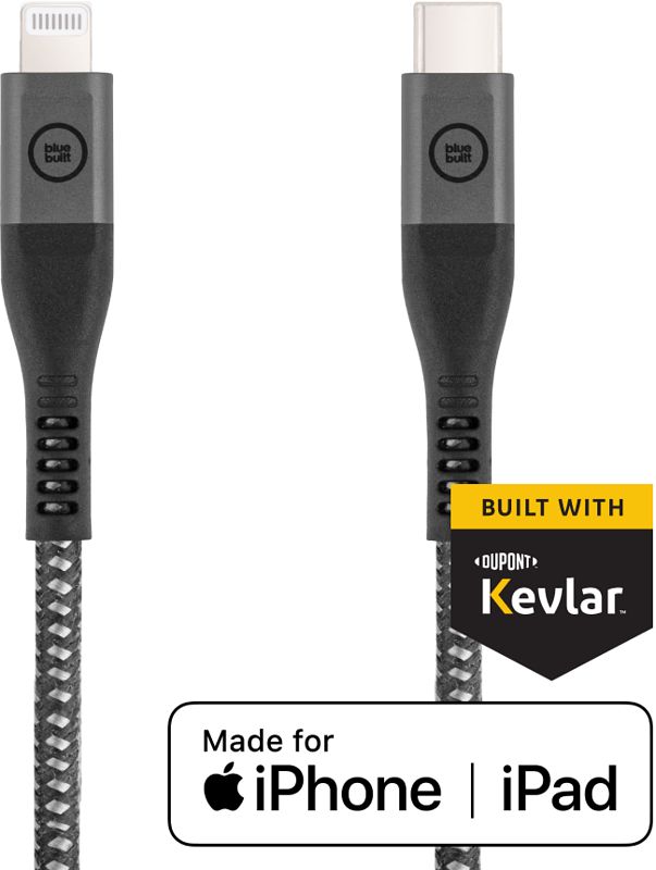 Foto van Bluebuilt usb c naar lightning kabel 1,5m kevlar® zwart