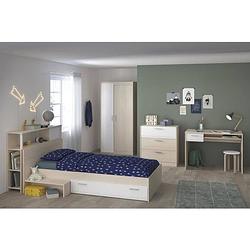 Foto van Parisot complete kinderkamer - hoofdeinde + bed + ladekast + kledingkast + bureau - licht en wit acaciadecor - char