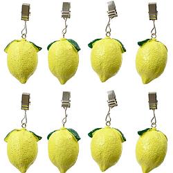 Foto van Decoris tafelkleedgewichten - 8x - citroen - ijzer - geel - tafelkleedgewichten