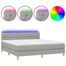 Foto van The living store bed led boxspring - 160 x 200 cm - lichtgrijs - inclusief matras en topmatras