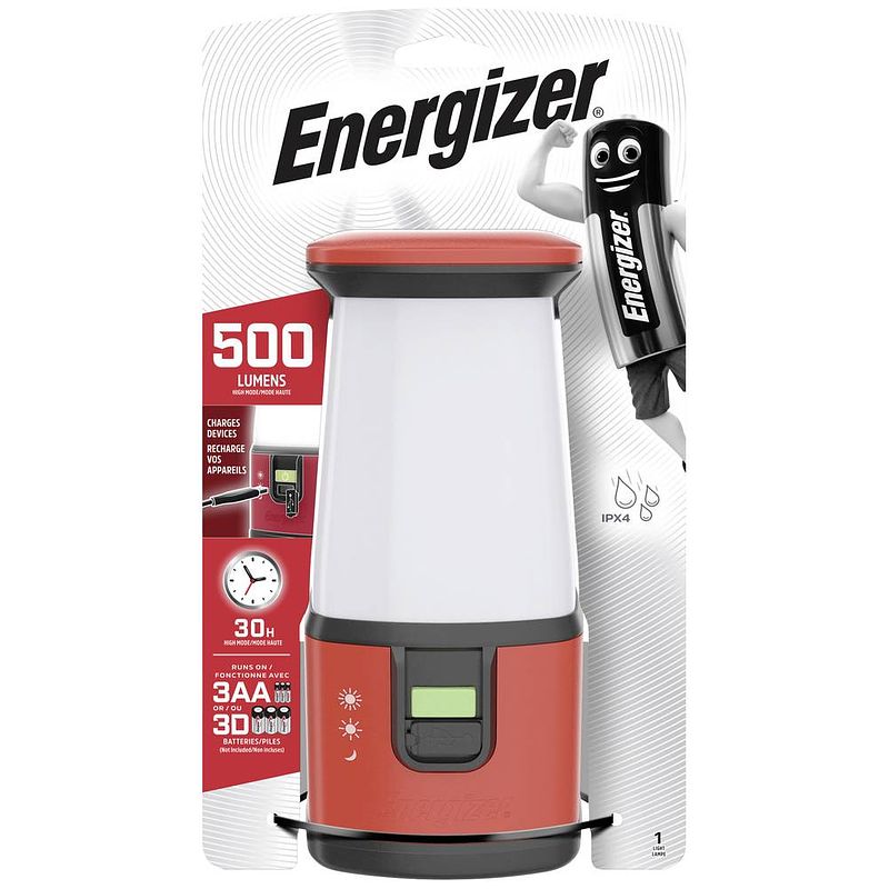 Foto van Energizer e301315801 360° campinglantaarn led 500 lm werkt op batterijen rood/zwart