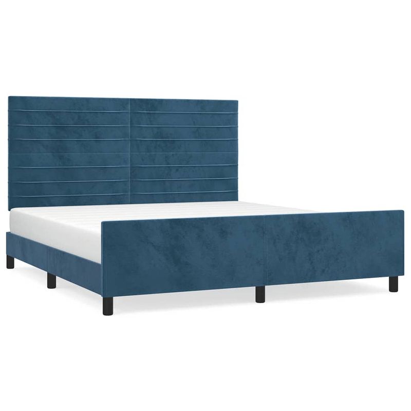 Foto van Vidaxl bedframe met hoofdeinde fluweel donkerblauw 180x200 cm