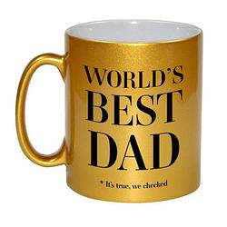 Foto van Gouden worlds best dad cadeau koffiemok / theebeker 330 ml - cadeau mokken - feest mokken