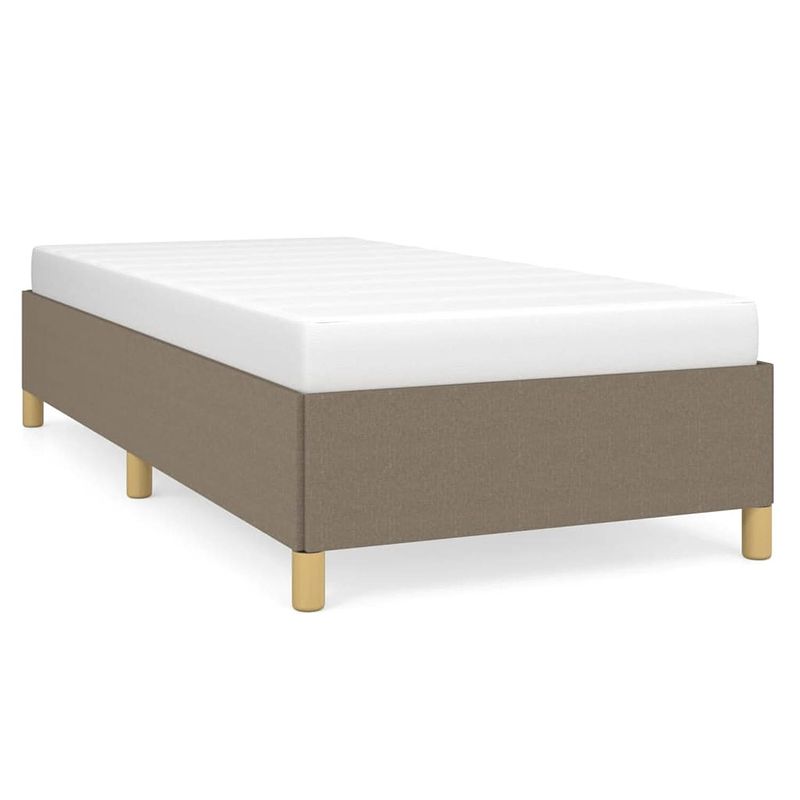 Foto van The living store bedframe - duurzaam - bedframes - afmeting- 203 x 83 x 35 cm - kleur- taupe - materiaal- stof -