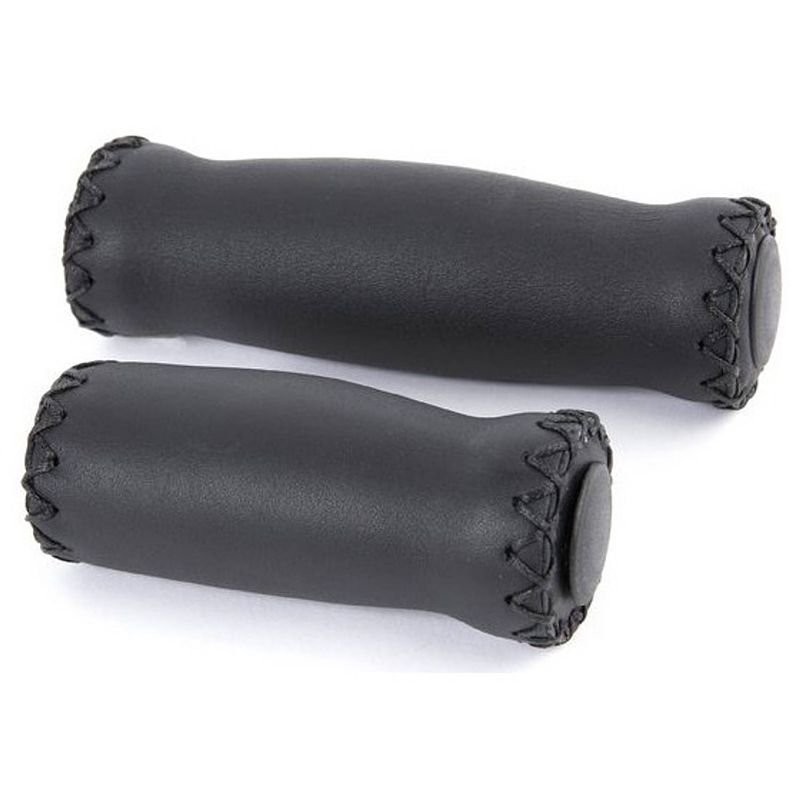 Foto van Velo handvatten 125/90 mm leer/schuimrubber zwart 2 stuks