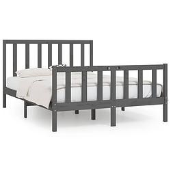 Foto van The living store houten bedframe - grijs - 205.5 x 126 cm - massief grenenhout