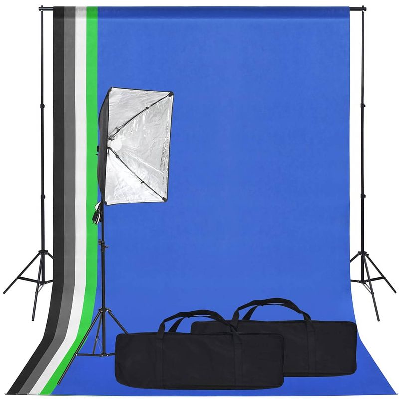 Foto van Vidaxl fotostudioset met softboxlamp en achtergrond