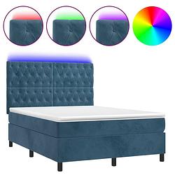 Foto van The living store boxspring bed - fluweel - pocketvering - led - 140x200 cm