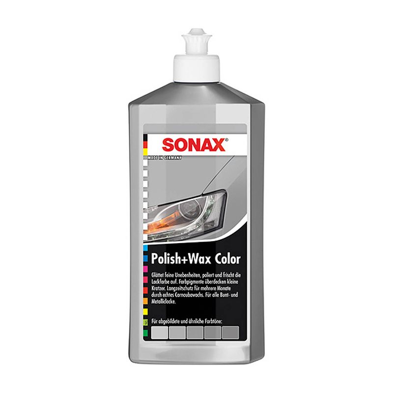 Foto van Sonax poetsmiddel polish&wax color 500 ml grijs