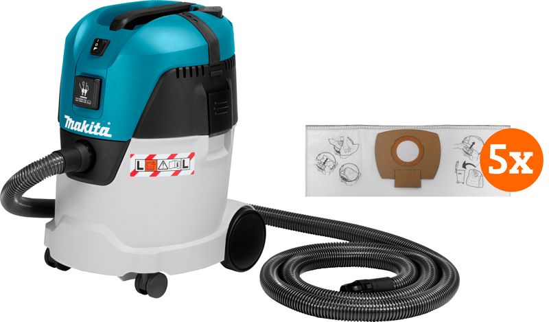 Foto van Makita vc2512l + stofzuigerzakken (5x)