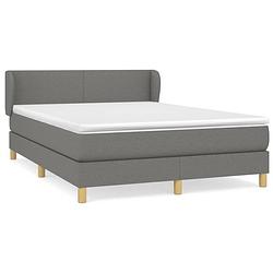 Foto van The living store boxspringbed - donkergrijs - 203 x 147 x 78/88 cm - pocketvering matras - middelharde ondersteuning -