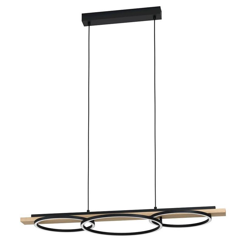 Foto van Eglo boyal hanglamp - led(incl) - 40cm - hout, staal - zwart, bruin