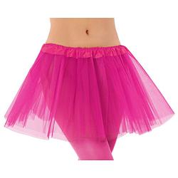 Foto van Dames verkleed rokje/tutu - tule stof met elastiek - fuchsia roze - one size - carnavalskostuums