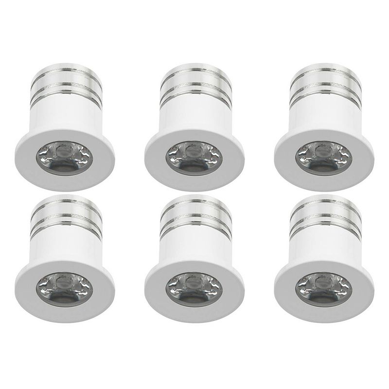 Foto van Led veranda spot verlichting 6 pack - 3w - natuurlijk wit 4000k - inbouw - dimbaar - rond - mat wit - aluminium - ø31mm