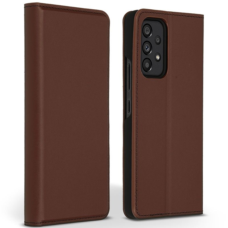 Foto van Accezz premium leather slim book case voor samsung galaxy a53 telefoonhoesje bruin