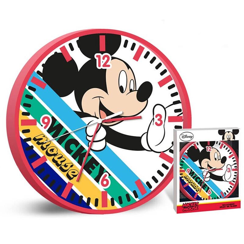 Foto van Disney wandklok mickey junior 25 cm rood