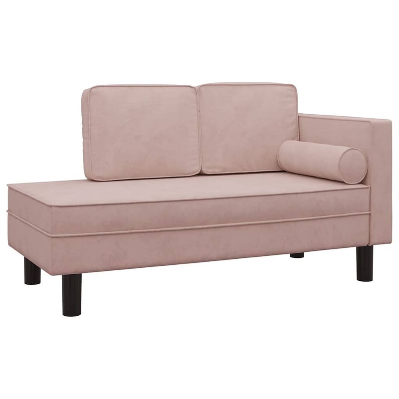 Foto van Vidaxl chaise longue met kussens en bolster fluweel roze