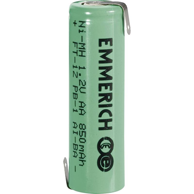 Foto van Emmerich mignon zlf speciale oplaadbare batterij aa (penlite) z-soldeerlip nimh 1.2 v 850 mah