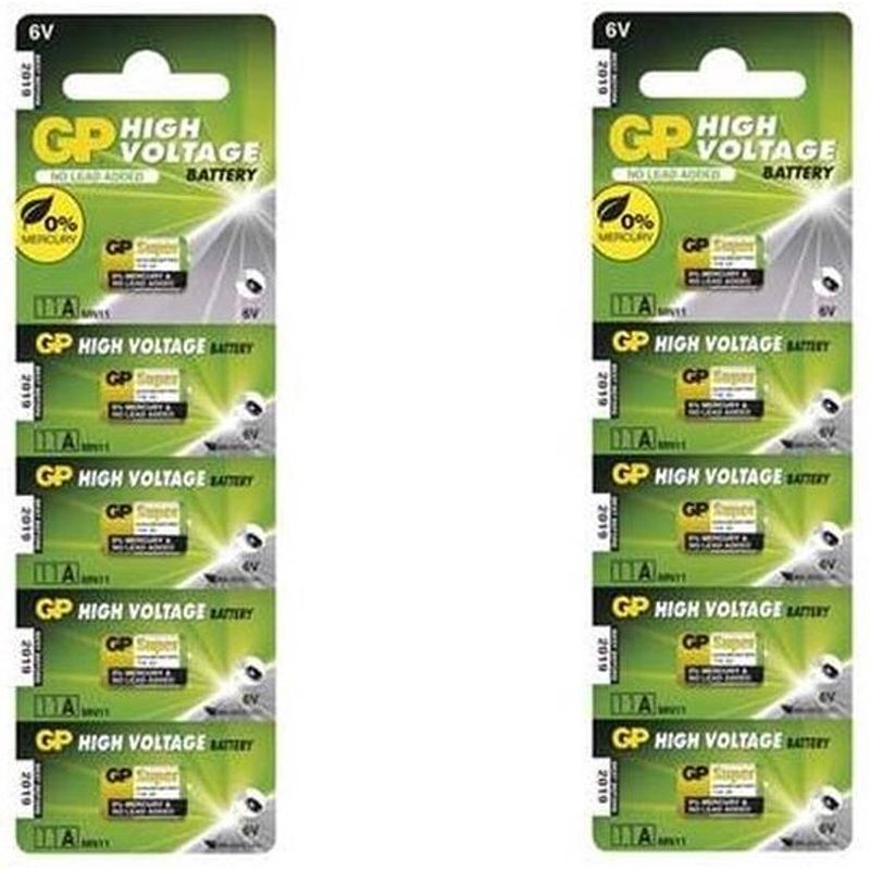 Foto van 10 stuks (2 blisters a 5st) - gp a11 mn11 11a 6v alkaline batterij