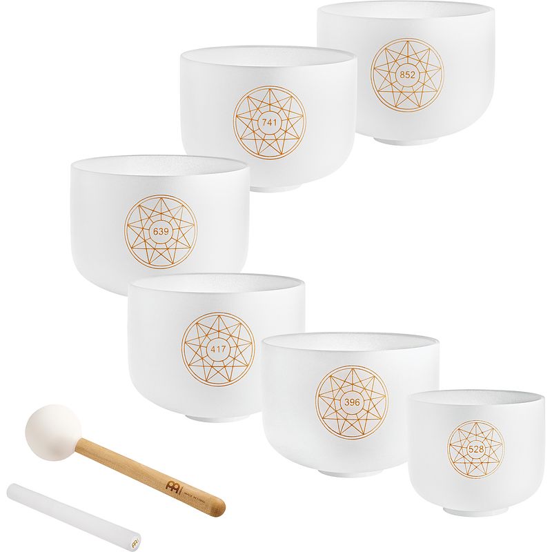 Foto van Meinl solcsbset sonic energy solfeggio crystal singing bowl klankschalen set