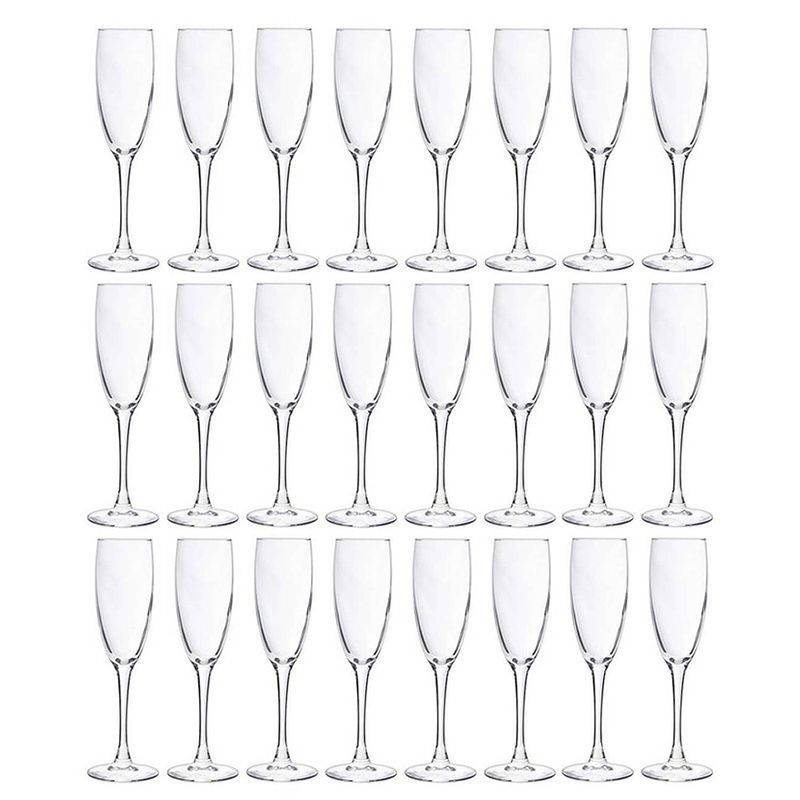 Foto van 24x champagneglazen/flutes 190 ml - 19 cl - champagne glazen - champagne drinken - champagneglazen van glas