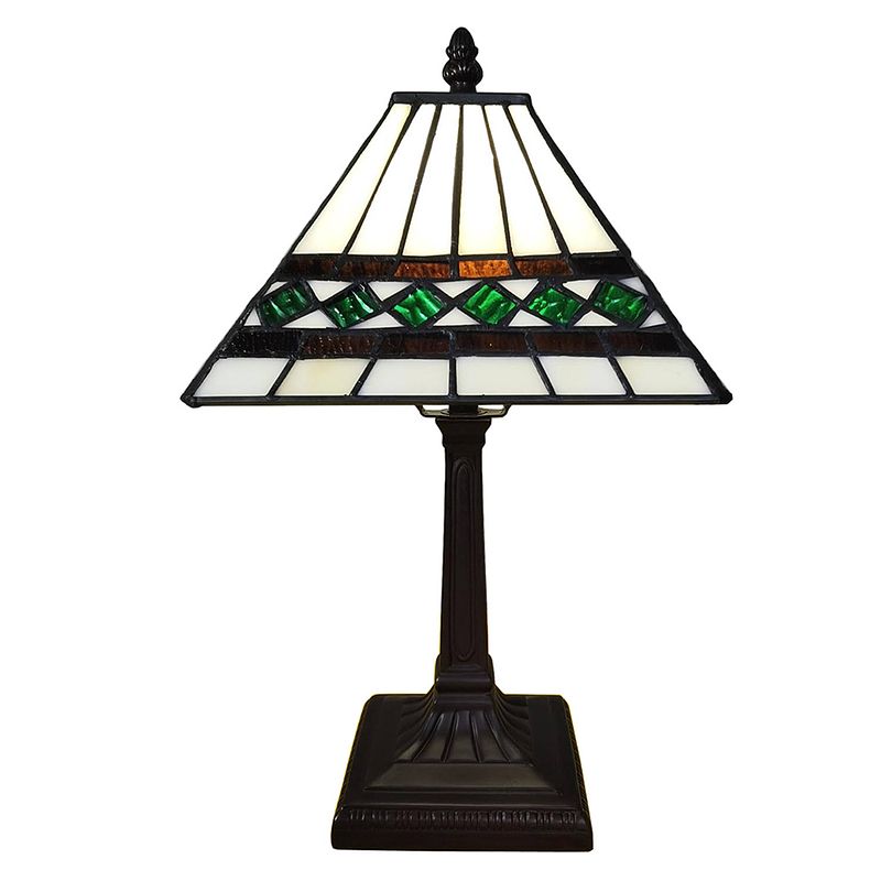 Foto van Lumilamp tiffany tafellamp 20*20*34 cm beige kunststof glas tiffany bureaulamp tiffany lampen glas in lood beige