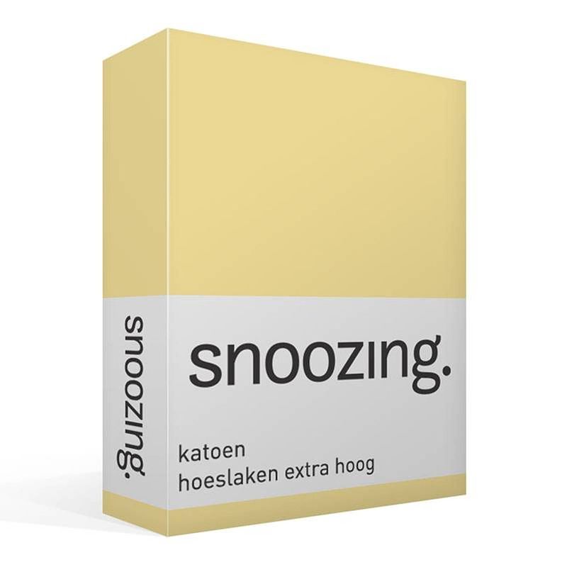 Foto van Snoozing - katoen - extra hoog - hoeslaken - 100x220 - geel