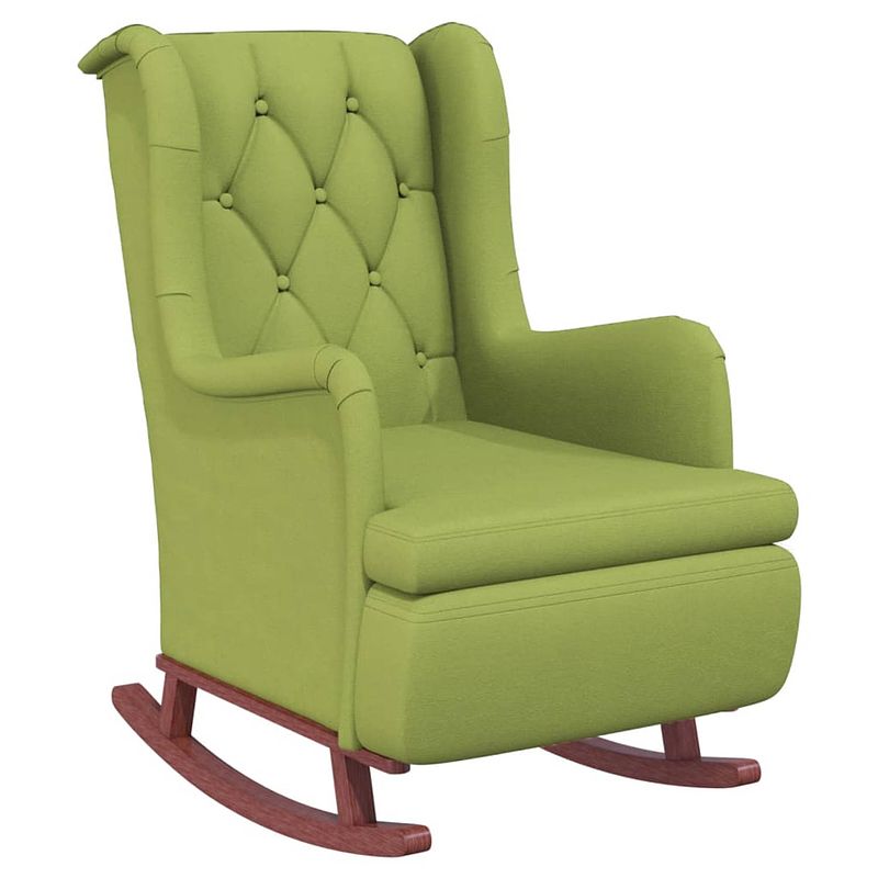 Foto van Vidaxl fauteuil met rubberwood schommelpoten fluweel lichtgroen